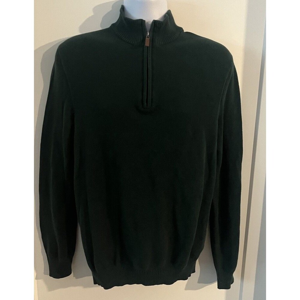 Club Room Men’s XL Forest Green Quarter-Zip Sweater Textured Knit Mock Neck XL